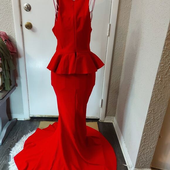 Fashion Nova Red Shiloh Peplum Party Dress Size S NEW Prom Holiday Rush Xmas - Picture 3 of 11